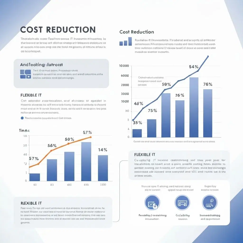 オンプレミスとクラウドのコスト比較チャートと柔軟なIT投資計画のグラフ